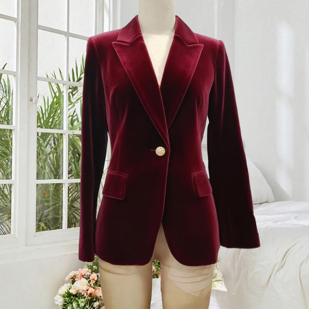Women Formal Wear Blazers - Blazer de terciopelo de talla grande