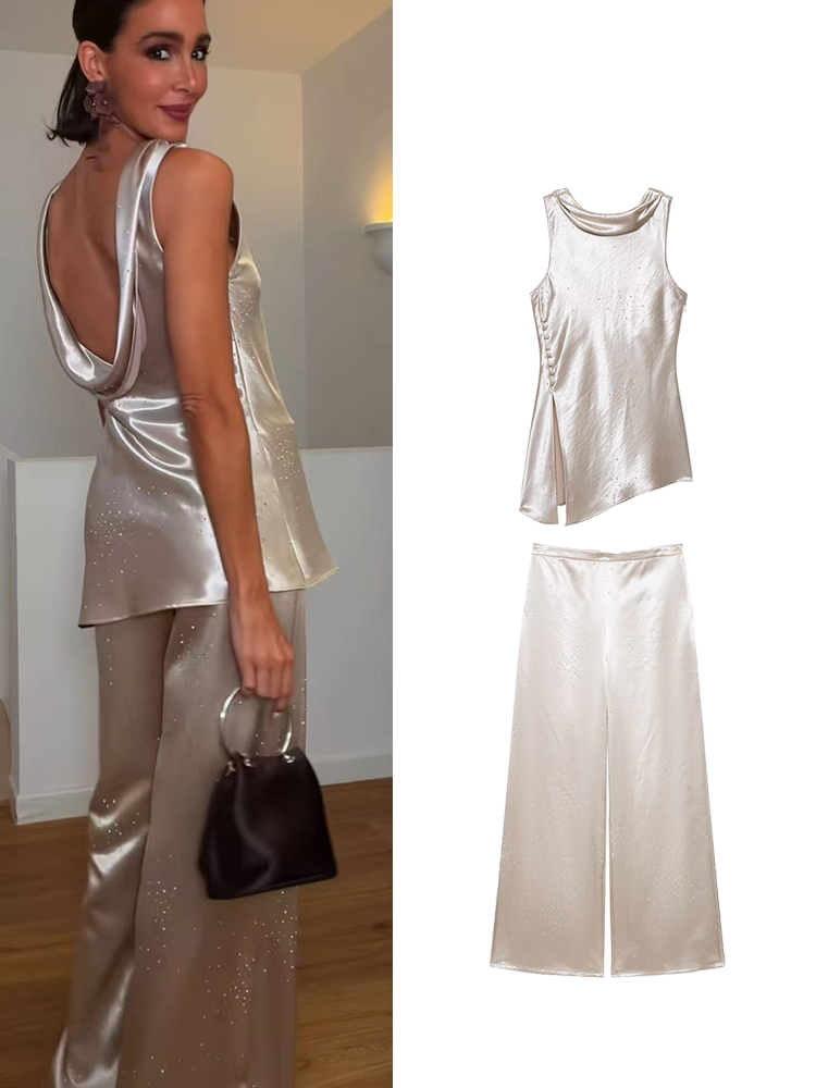Women Formal Wear Tops - TFMLN Traje de Pantalón Elegante para