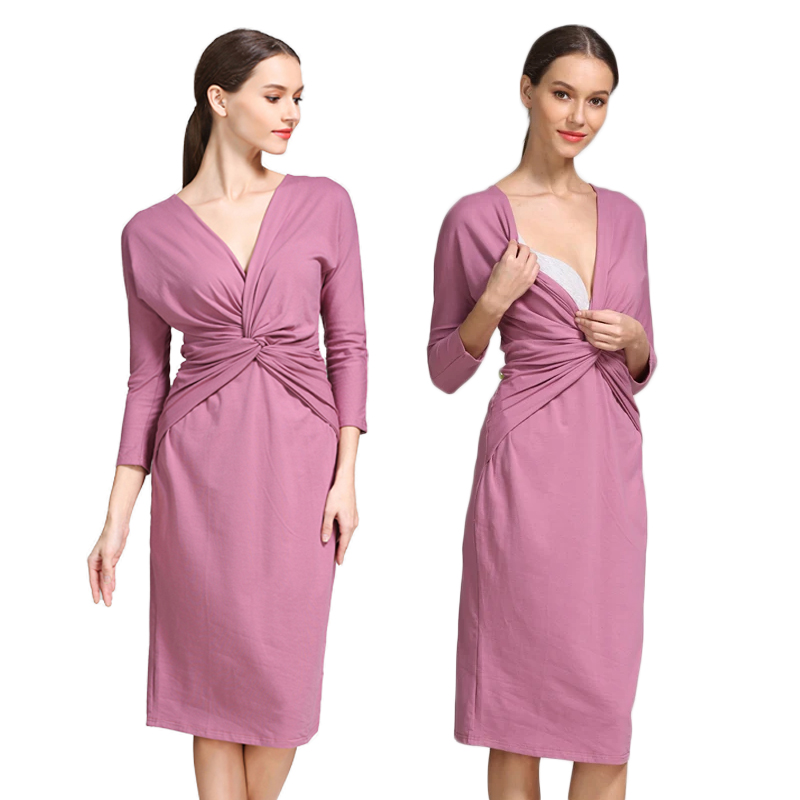 Wrap Dress Work - Vestido de Maternidad con Cuello en