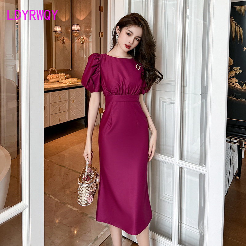 Vestido morado Noble ajustado  - Wrap Dress Work reseña y precio