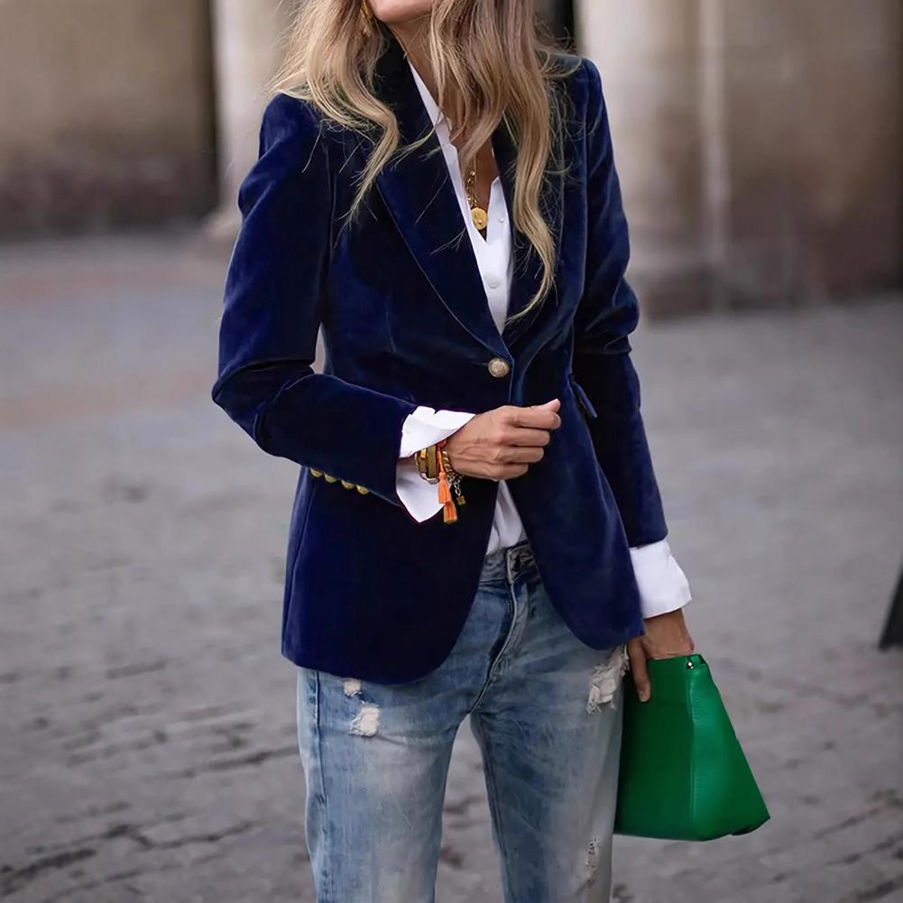 Blazer de terciopelo de talla  - Women Formal Wear Blazers reseña y precio