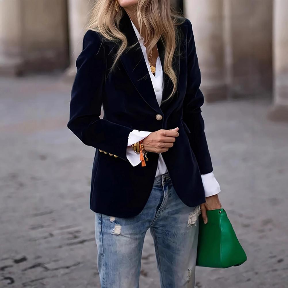 Blazer de terciopelo de talla  - Women Formal Wear Blazers reseña y precio