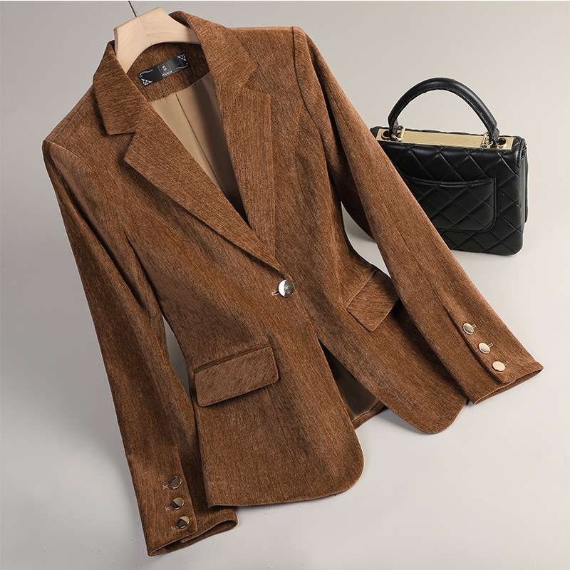 Blazer de terciopelo amarillo  - Women Formal Wear Blazers reseña y precio